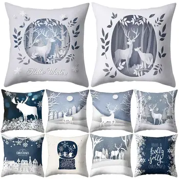 

45*45cm Cartoon Pillow Case Snowflake Christmas Tree Elk Letters Gift Cushion Cover Xmas Decorative Pillowcases