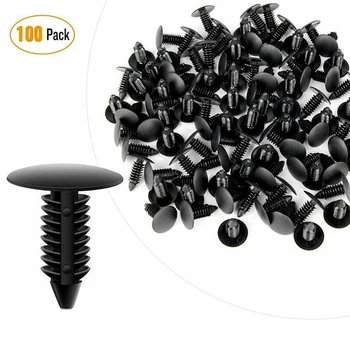 

Retainer Plastic Clips Fender 100Pcs 8mm Hole Car Bumper Shield Rivets Black