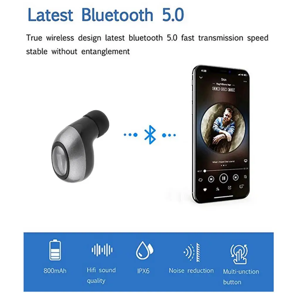 Bluetooth 5 Earphones TWS In Ear Waterproof Wireless Earphone Stereo Earbuds Sports Headset With charge box for iphone huawei