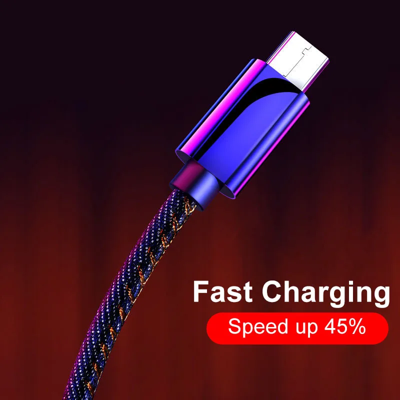 Denim Braided Micro usb mobile phone cable Fast Charging for Xiaomi Redmi Note 5 Pro 4 Reversible USB Charger Data Cables | Мобильные