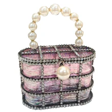 ABZC-жемчужная винтажная Женская вечерняя сумка с металлическими вырезами, бриллиантами, вечерние сумки на плечо и через плечо, свадебные клатчи