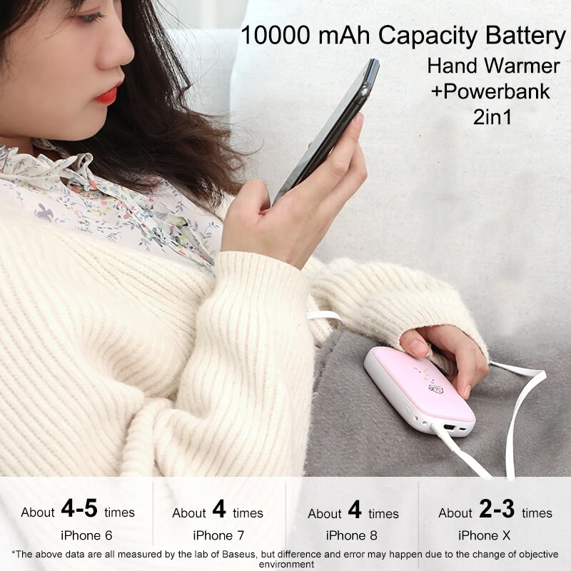 Calentador Baseus calentador de mano banco de energía 10000mah almohadilla de calefacción recargabl