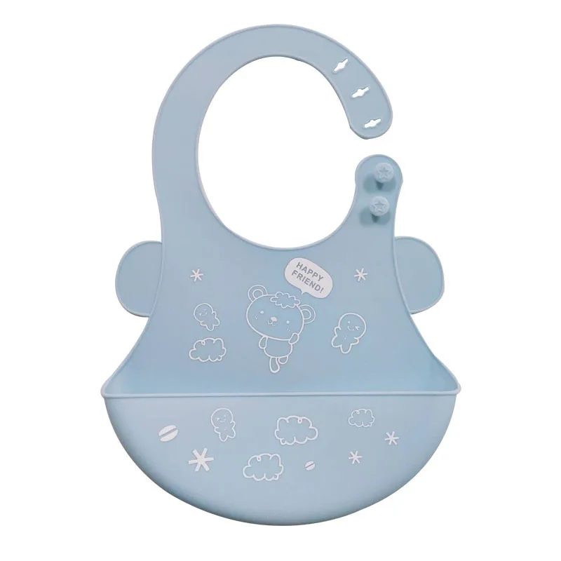 Light Blue Детские нагрудники Водонепроницаемые Силиконовые Слюнявчики для кормления детские слюнявчики для новорожденных фартуки с рисунком детские нагрудники регулируемые Слюнявчики бандана - Цвет: Light Blue