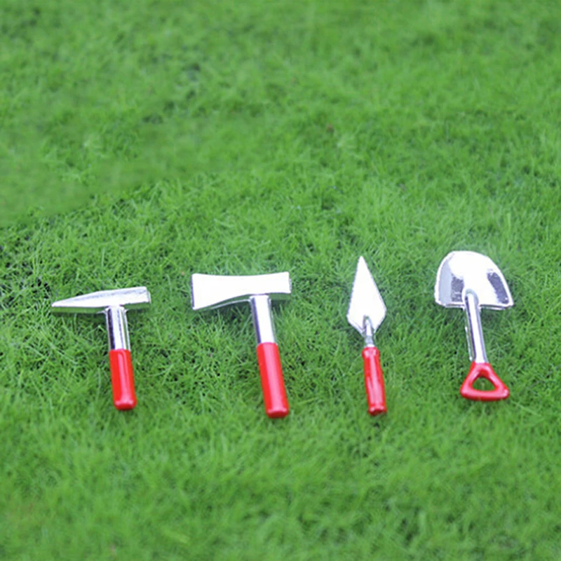 DIY Miniatura металлические лейки лопата, грабли садовые инструменты для детей куклы дом Миниатюрные аксессуары набор - Цвет: 4