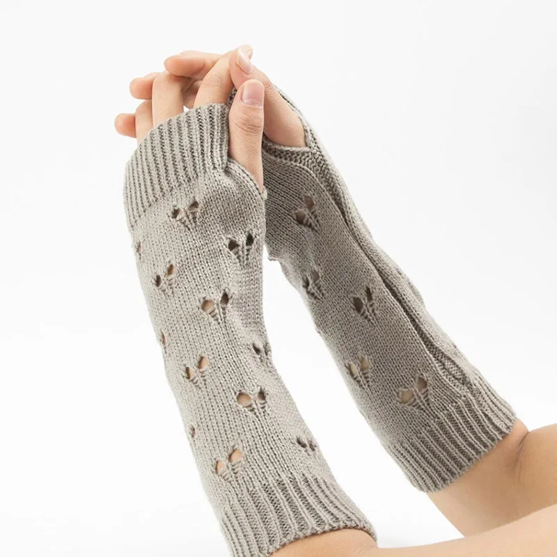 Women Gloves Fashion Long Gloves Arm Crochet Warmer Knitting Hollow Mitten Warm Fingerless Christmas Accessories Gift