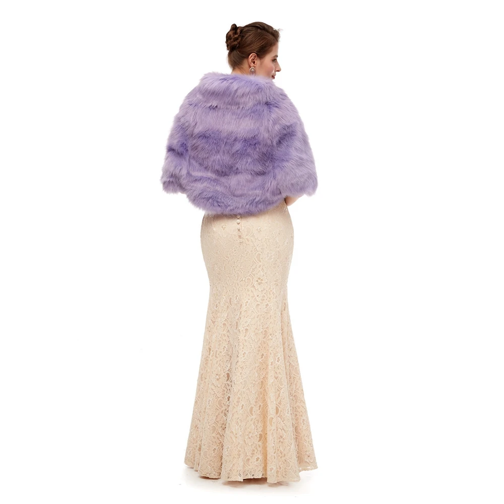 Special Purple Evening Party  Jackets Wraps 2020 Faux Fur cloaks Wedding Capes Winter Women Bolero Wraps Shawls In Stock shrug