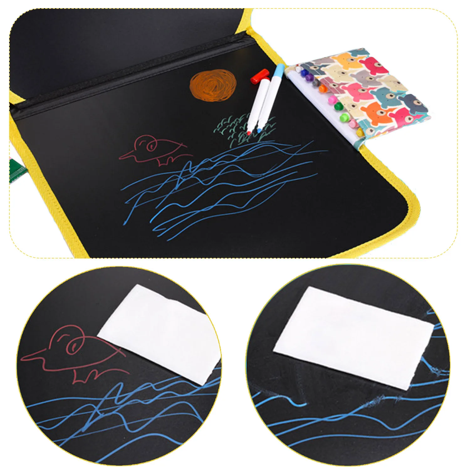 10-страница Портативный со стирающимися чернилами Рисование Живопись Doodle Pad книги игрушка с 6 шт. Цветной ручки для детей ясельного возраста подарок