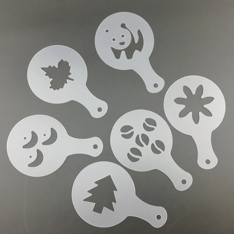 16 pcs Set Plastic Coffee Pull Flower Mold Fancy Coffee Styling Design Print Model Coffee Cake Dessert Decor Spray Template кофе