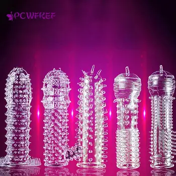 5 Pcs Silicone Penis Case Covers Lengthen Delay Sex Products Finger Cock Ring Set Adult Sex Condoms For Men Longer Lasting 3
