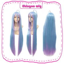 Ebingoo Hair cap+ No Game No Life Shiro натуральный длинный прямой 2 тона синий фиолетовый микс Синтетический Косплей парик для Хэллоуина