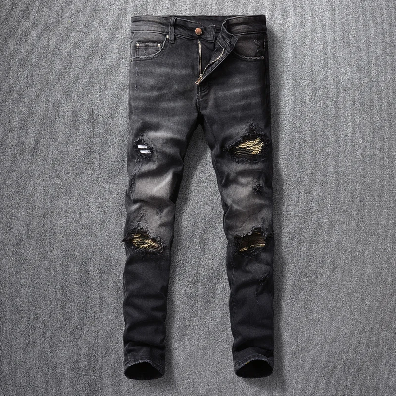 American Street Fashion Men Jeans Retro 
