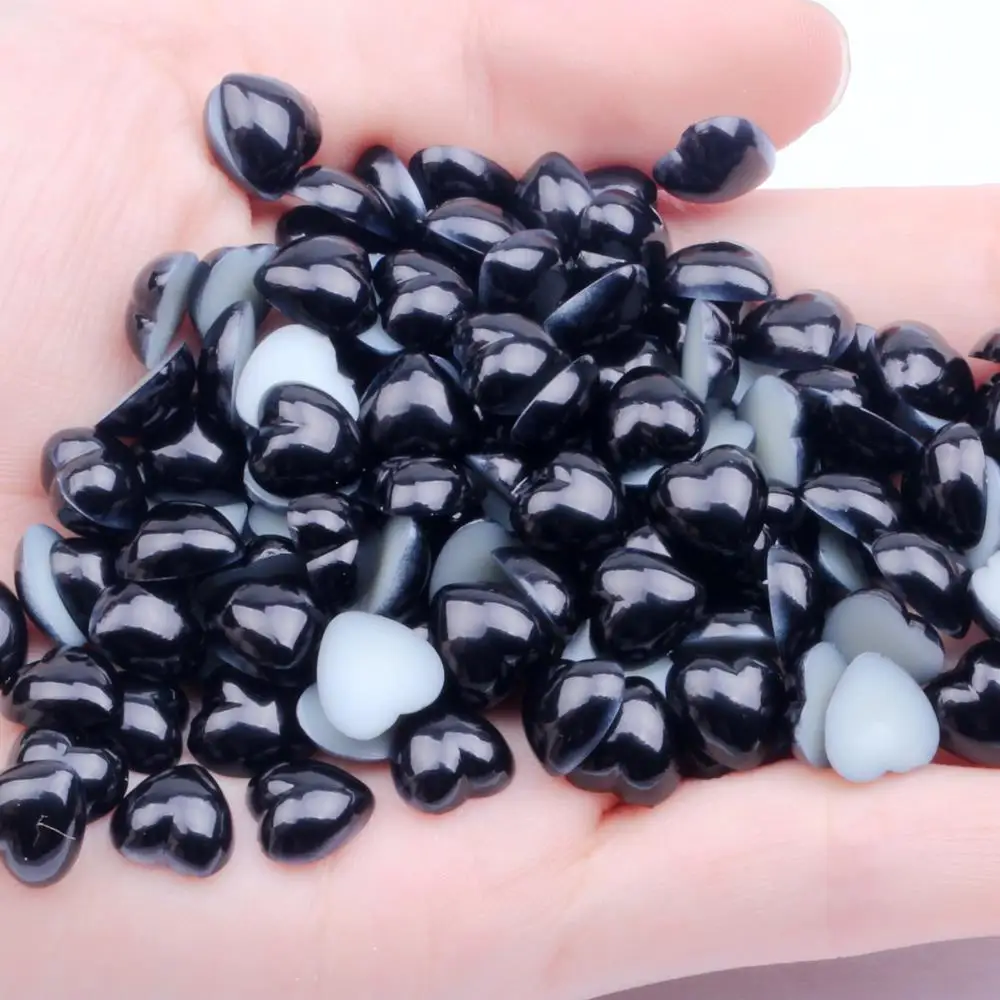 15mm 200pcs Heart Shape Many Colors Flatback Pearls Beads Half Pearls Great For Jewelry Making Wedding Home Decoratioins - Цвет: 26 black 200pcs