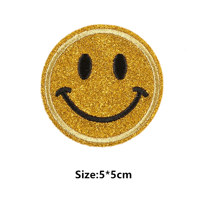 1Pcs Round Expression Smiley Face Patch Clothes Iron on Embroidered Sew Applique Cute Fabric Badge Garment Apparel Accessories 