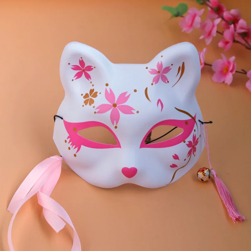 New Pink Cherry Blossom Cat Series Private Japanese Foxes Tokyo Female Mask Hanfu Cosplay Chinese Japan Carnaval
