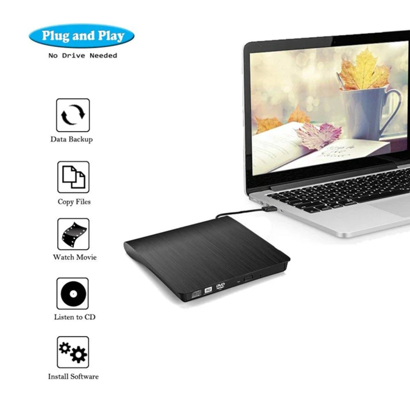 Lecteur externe USB 3.0 DVD RW CD Ampa er Slim Carbon Mars, lecteur  optique, pour PC portable - AliExpress