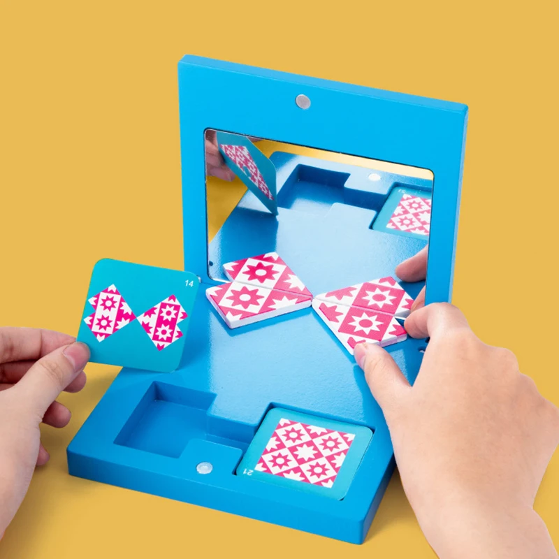 Spatial Thinking Logical Reasoning Wooden Jigsaw Mirror Puzzle Learning Montessori Educational Toys