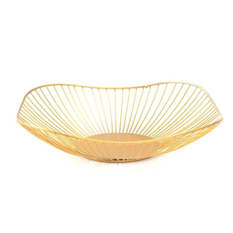 

Nordic Style Fruit Vegetable Metal Storage Basket Decorated Display Bowl Rack Dining Table Decoration (27.5x6.5x11cm)