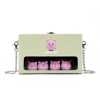 

Famous Brand Women Small Fresh Transparent Cute Pig Shoulder Bag Chain Wild Messenger Bolsa de ombro das mulheres#30