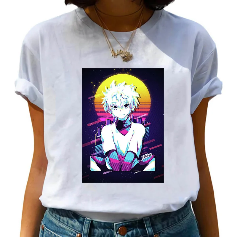 Men Women T-shirt Tops Kawaii Hunter X Hunter T-shirt Killua Zoldyck T-shirt Crewneck Fitted Soft Anime Manga Tshirt Clothes