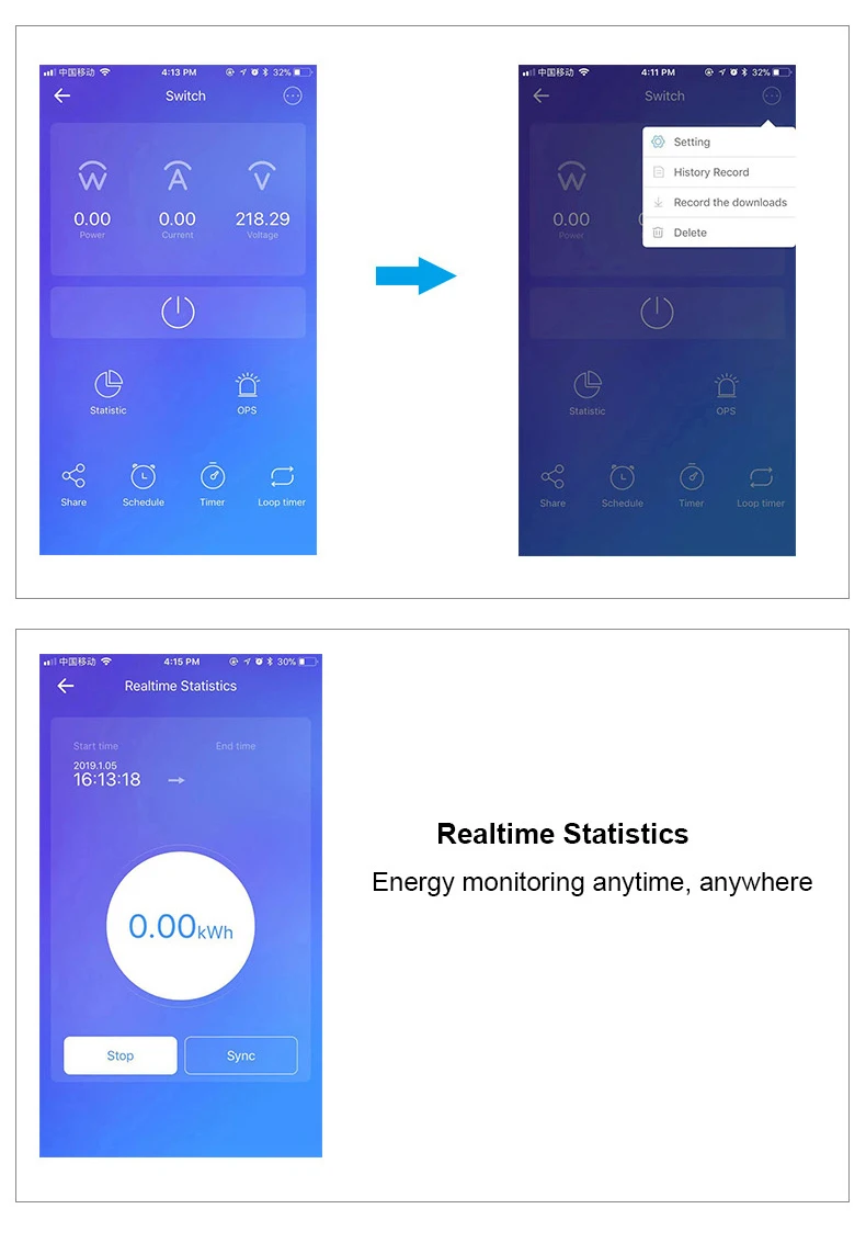 Wifi Smart RCBO выключатель остаточного тока с контролем энергии совместим с Alexa, Google Home для умного дома RS485