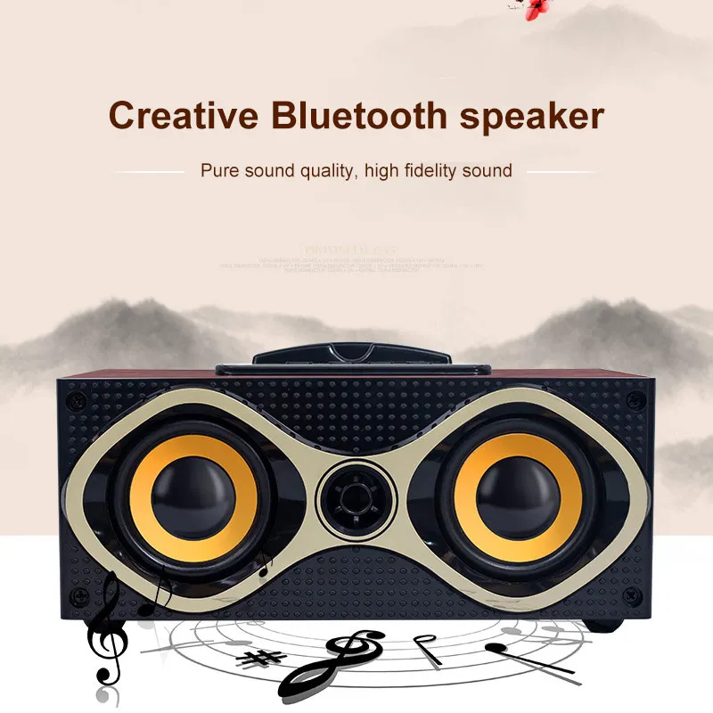 2 в 1 Bluetooth динамик s с держателем для телефона настольные деревянные беспроводные колонки сабвуфер стерео Поддержка TF MP3 плеер с fm-радио
