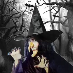 Besegad 14 шт. Для женщин Леди Хэллоуин костюм ведьмы Hat длинные ногти рукавом Ложные нос подбородок протезы макияж декора игрушки подарки