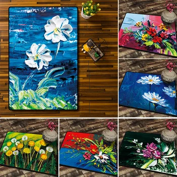 

Nordic Mordern Soft Velvet Quality Carpet Chinese Oil Painting Printed Anti Slip Area Rug for Living Room Home Decor Door Mat