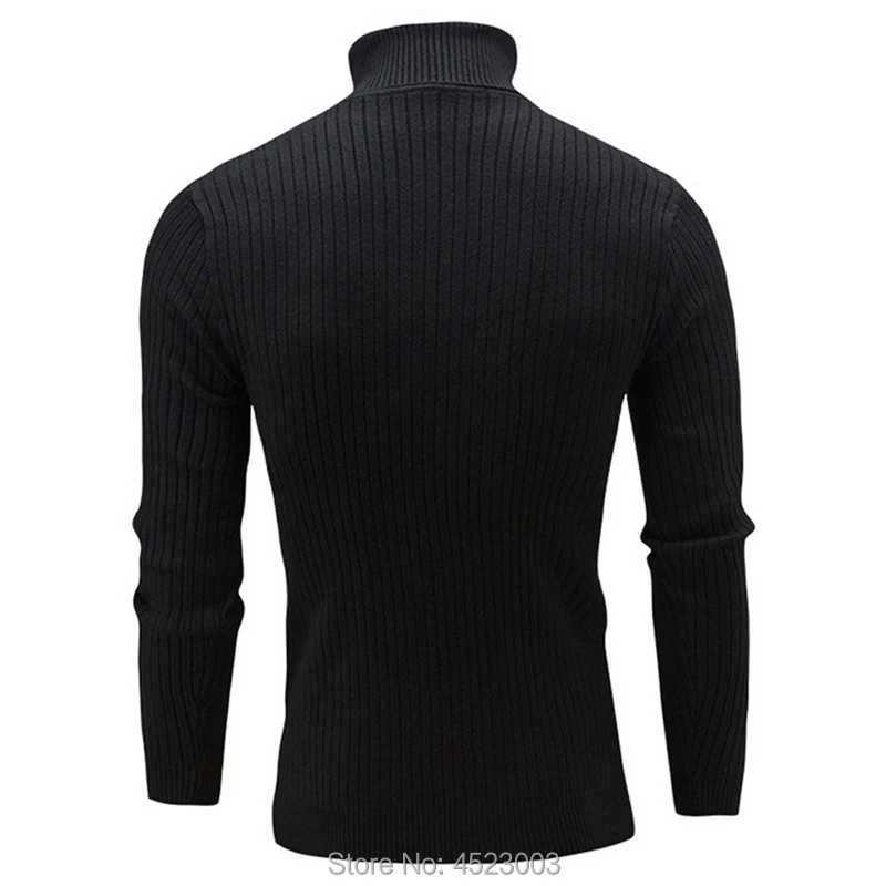 Мужские свитера с высоким воротником, теплые вязаные свитера с высоким воротником, повседневный мужской тонкий пуловер, топы