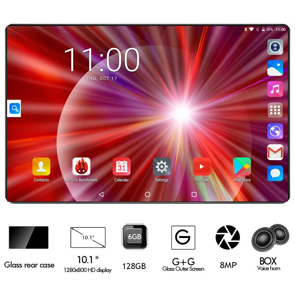 

Super 2.5D Glass 10 inch tablet Octa Core 6GB RAM 128GB ROM 4G FDD LTE 1280x800 Dual SIM Card Android 8.0 Tablet 10.1 Pad Gifts