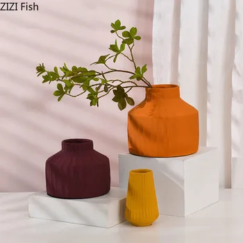 

Nordic Vases for Flowers Ceramics Vase Minimalist Abstract Solid Color Flowerpot Floral Arrangement Home Decoration Accessories
