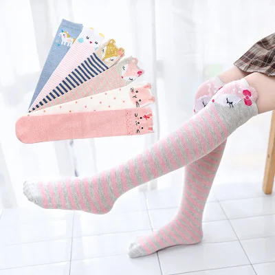 Cartoon cute kids cotton socks bear animal knee high long leg warmers for boy girl 3-12 years