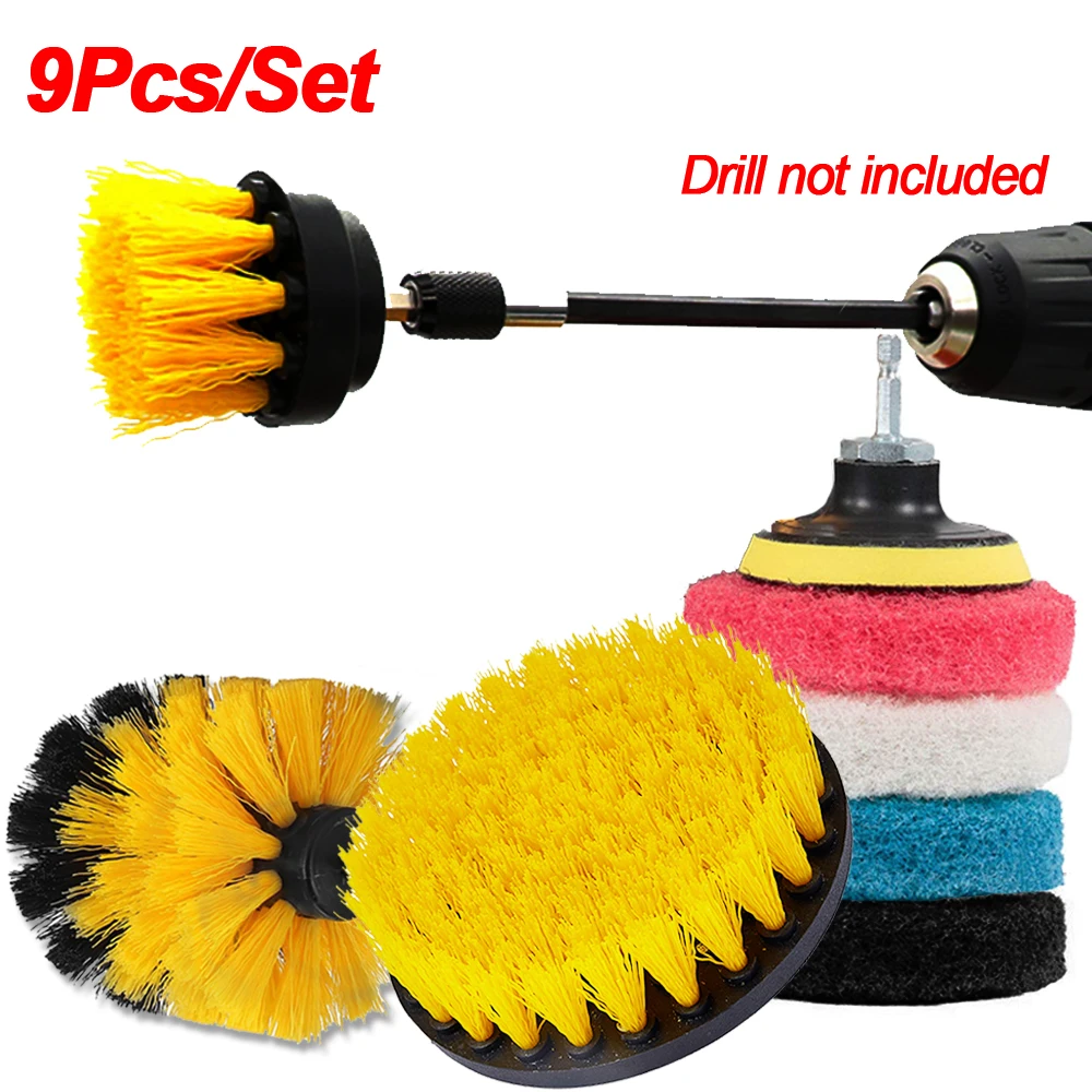 

Electric Drill Brushes For Car Clean Power Scrubber Cleaning Kit Polishing Pads Nylon Brushes For Car Wheel Rim Cleaning