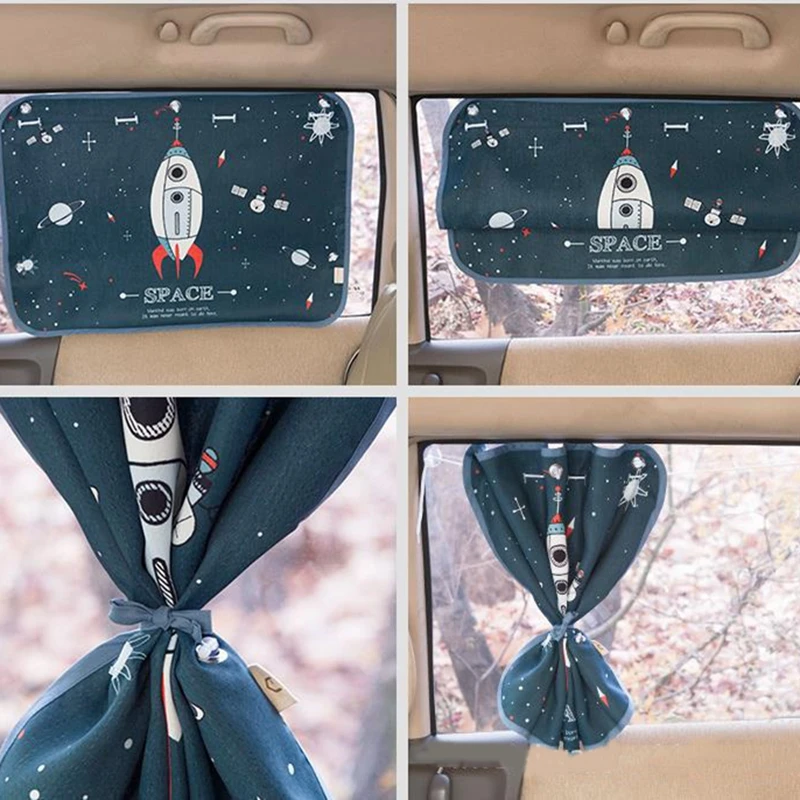 

OLOEY Car Sunshade Window Sunscreen Curtain UV Protection Retractable Cartoon Side Adjustable Sunshade Summer Sun Shade Parasol