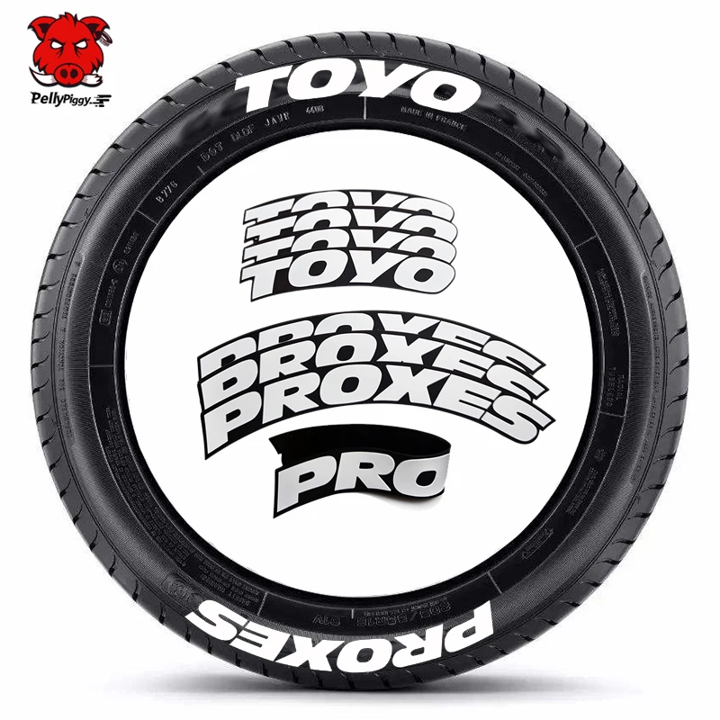 8Pcs/Lot Car Tire Decor Stickers Car Tuning Universal 3D Permanent PVC Joined Tire Decor Sticker Label Letters for PROXES