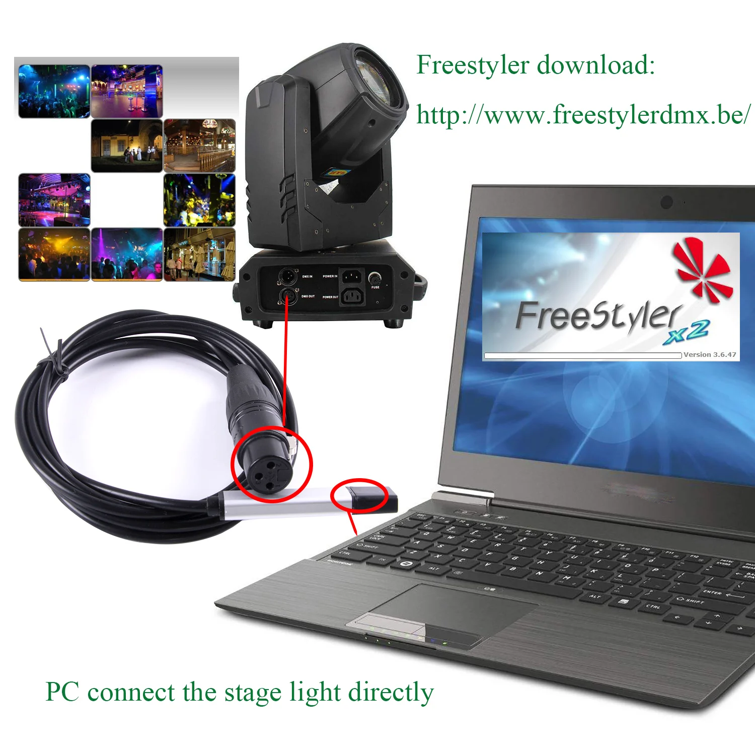 USB To XLR DMX512 DMX 512 Interface Adapter Stage Lighting Disco.