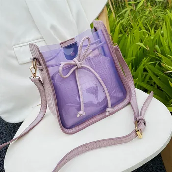 

Luxury women's bag High quality solid color PVC transparent messenger bag in summer 2020 sac a main femme bolsos de mujer
