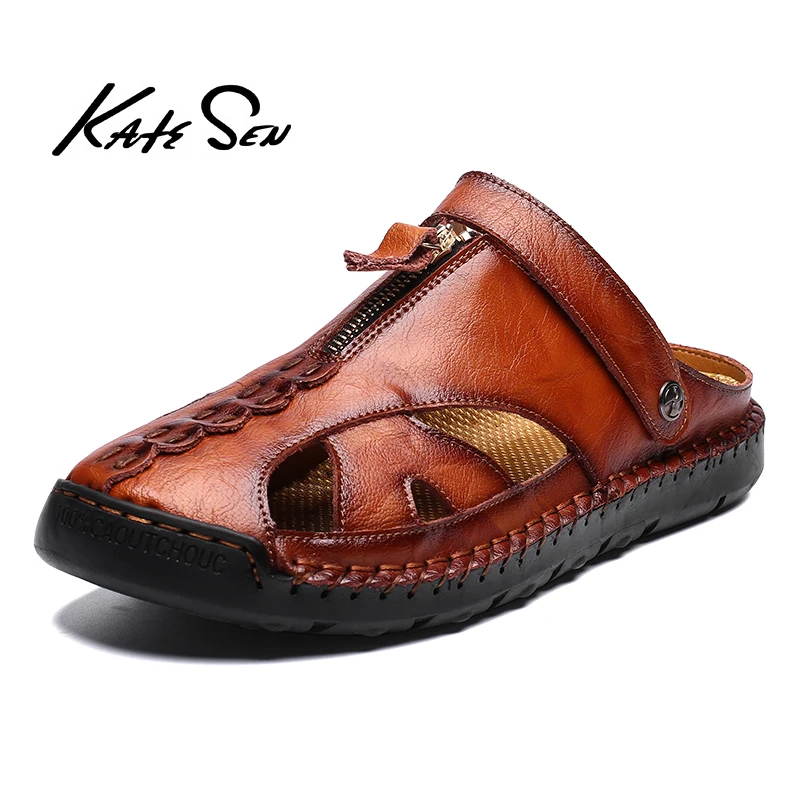 

Summer Sandals Men Leather Classic Roman Sandals 2020 Slipper Outdoor Sandals Beach Rubber Flip Flops Men Water Trekking shoes