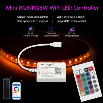 

MiBoxer YL1S YL2S Mini WiFi LED Controller With 24Key IR Remote, Amazon Alexa Voice Smartphone APP Control For RGB RGBW LED Tape