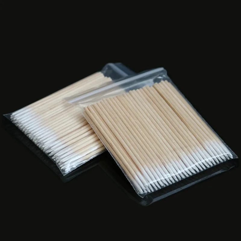 500pcs Disposable Ultra small Cotton Swab Lint Free Micro Brushes Wood Cotton Buds Swabs Eyelash Extension Glue Removing Tools