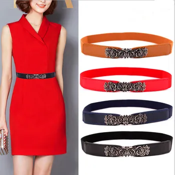 

2020 autumn and winter new wild small waist seal rose retro counterpart elastic elastic thin belt