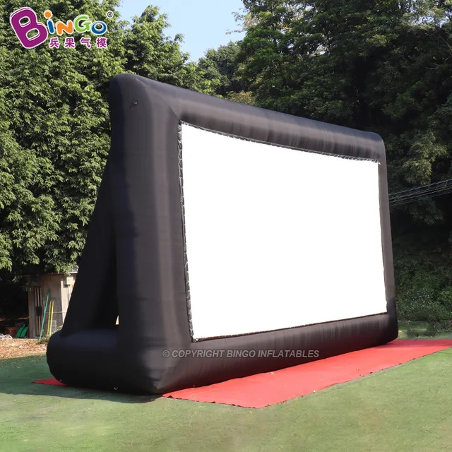 Customized 8.7x3.6x6.1 Meters Flat White Screen Inflatable Projection Screens / Inflatable Outdoor Screen Toy Tent 1