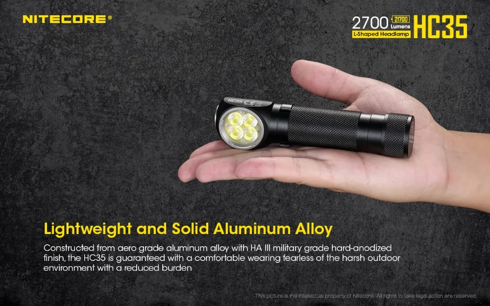 NITECORE HC35 микро-налобный фонарь с зарядкой от USB 4* XP-G3 S3 светодиоды Макс 2700 люмен луч бросок 134 м налобный фонарь с батареей 21700 4000 мАч