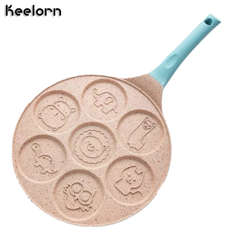 Keelorn 43*26*4.5cm Seven-hole Breakfast Pot Multi-function Flat Bottom Porous Frying Pan Non-stick Egg Eumpling Pot
