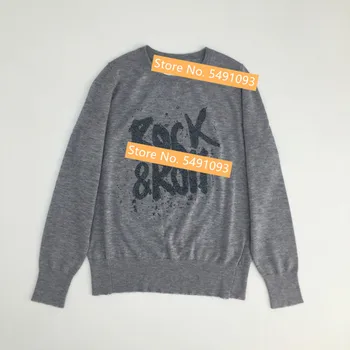 

100% cashmere Black/Grey Women knitted sweater female knitwear Hot drilling letters long sleeve ladies pullover Top