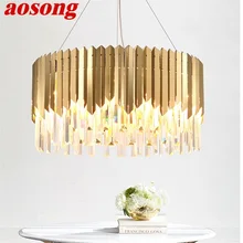 

AOSONG Ceiling Chandelier Crystal Gold Modern Luxury LED Home Decorative Fixtures For Living Room Dining Room Villa Duplex