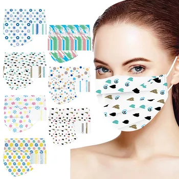 

50pc Christmas Adult Face Mask Multicolor Disposable Mouth Mask 3ply Meltblown Dustproof Маска Love Dot Print Masque Mascarillas