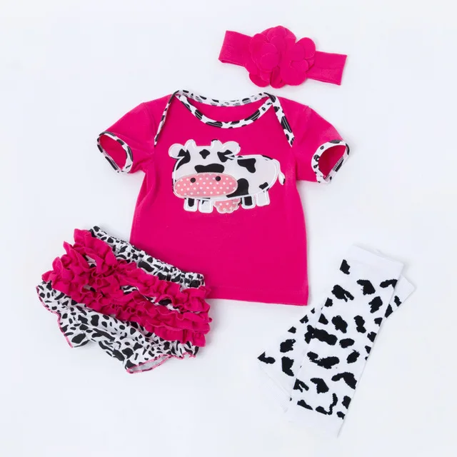4 предмета костюм для новорожденных одежда маленьких девочек с оборками боди