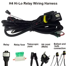 JIAMEN 12V 35W 55W HID Bi xenon H4 Wire Harness Controller for Car Headlight Retrofit connect hid bixenon projector lens