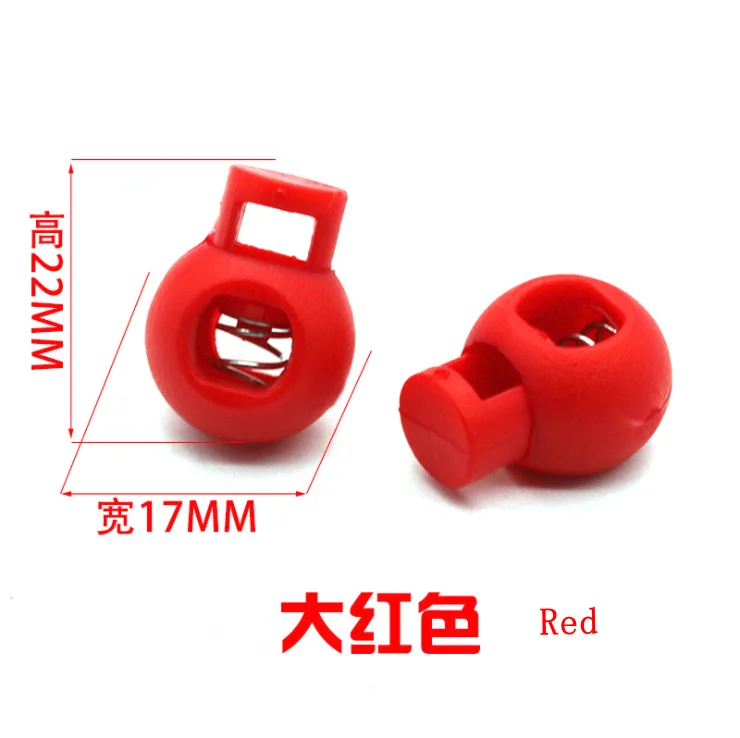 Red 100 шт./лот, 25 цветов, пластиковый цветной круглый фиксатор шнура, пружинный фиксатор для 8 мм банджи, амортизирующий шнур, K-355 - Цвет: Red