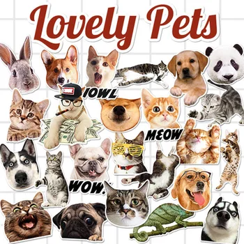 

24pcs Personality Cute Animal Cat Doodle Laptop Sticker Vivid Computer Skin Waterproof Pvc For Macbook Decal Xiaomi Hp Mac Pc